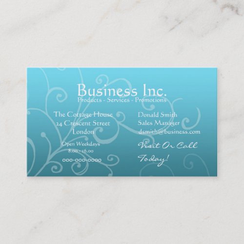 Blue with Decorative Swirl Business Card