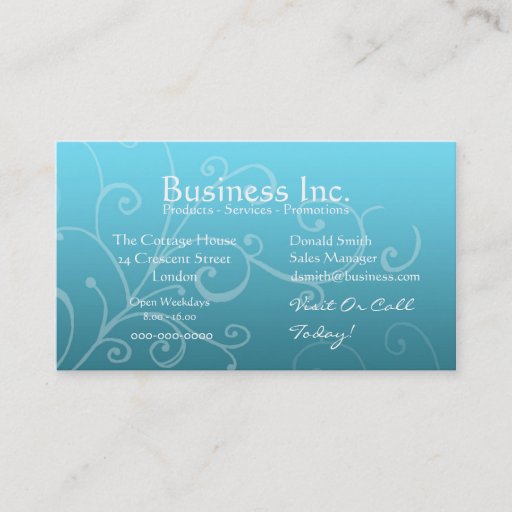 Customizable Blue with Decorative Swirl Business Card