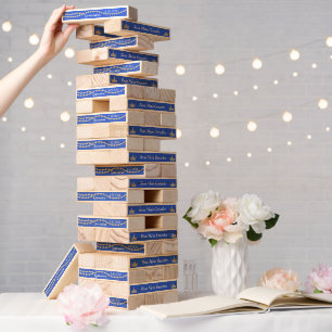 Blue with Diamonds and Crowns Quinceañera Themed Topple Tower