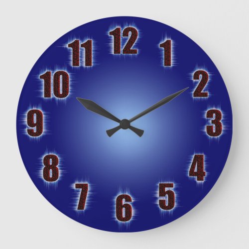 Blue with fiery red numbers large clock
