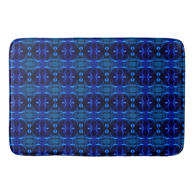 Blue with 'floating' intertwined strokes bath mat (Front)
