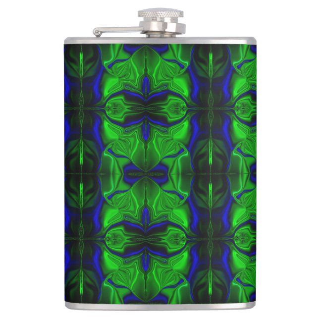 Blue with 'floating' intertwined strokes flask (Front)