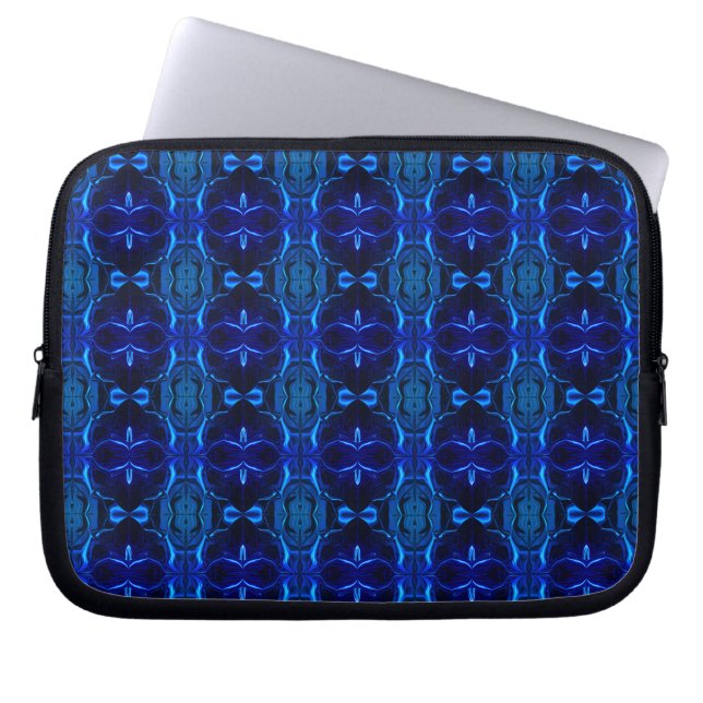 Blue with 'floating' intertwined strokes laptop sleeve (Front)