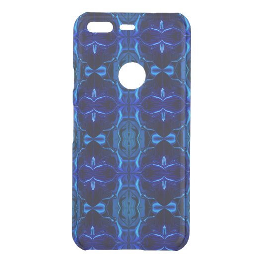 Blue with 'floating' intertwined strokes uncommon google pixel case (Back)