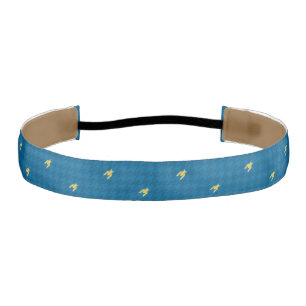 Blue with Gold Accent Houndstooth Headband