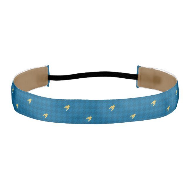 Blue with Gold Accent Houndstooth Headband (Front)