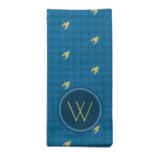 Blue with Gold Accent Houndstooth Napkin