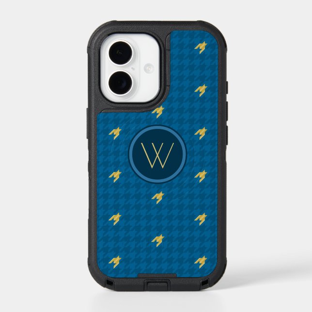 Blue with Gold Houndstooth Otterbox Phone Case (Back)