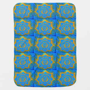 blue with gold tibetan style swaddle blanket