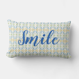 Blue With Gold Yellow and Green Lumbar Pillow