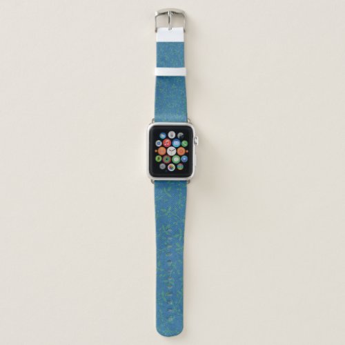 Blue With Green Berries and Leaves  Apple Watch Band