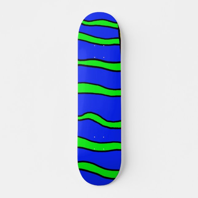 Blue With Green Stripes Skateboard Deck (Front)