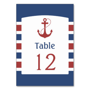 Blue with Red Anchor Table Number