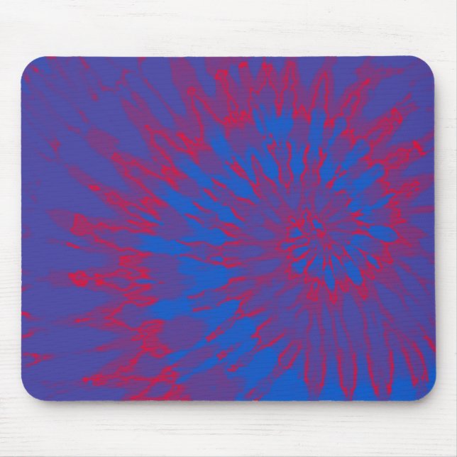 Blue with Red Spiral Tie Dye Mouse Pad (Front)