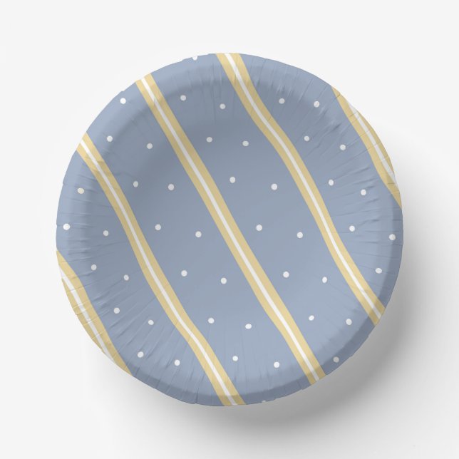 Blue with Sand Stripe and White Dots Bowl (Front)