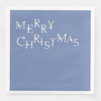 Blue With Snowflake Merry Christmas Paper Dinner Napkins