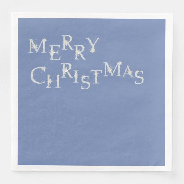 Blue With Snowflake Merry Christmas Paper Dinner Napkins (Front)