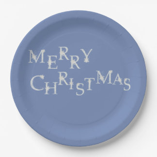 Blue With Snowflake Merry Christmas Paper Plates