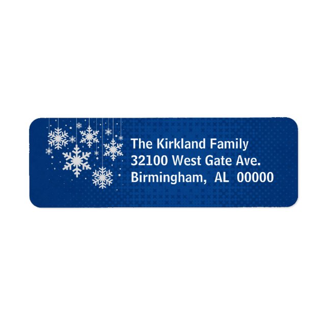 Blue with Snowflakes Holiday Address Labels (Front)