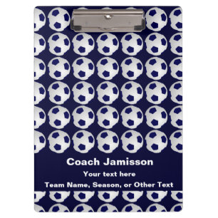 Blue with Soccer Ball Pattern for Team Coach Clipboard