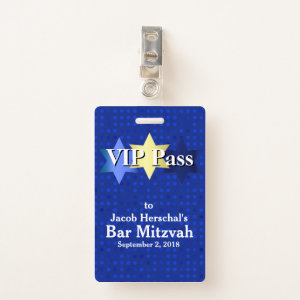 Blue with Stars Bar Mitzvah VIP Party Badge