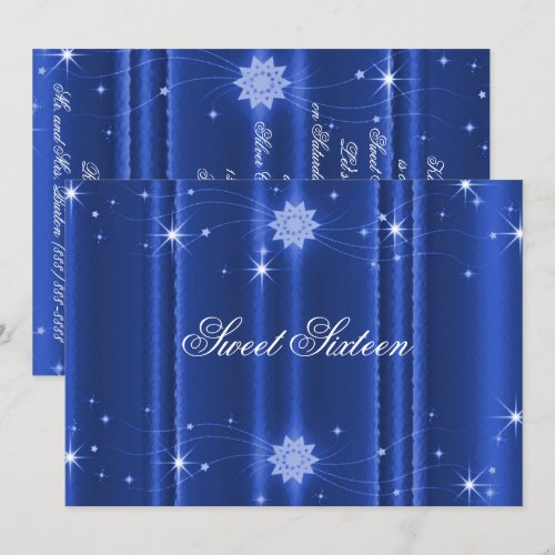 Blue with Stars Sweet Sixteen Invitation
