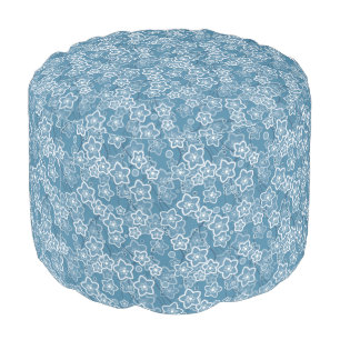 blue with white, blue, flowers, floral, rustic, fa pouf