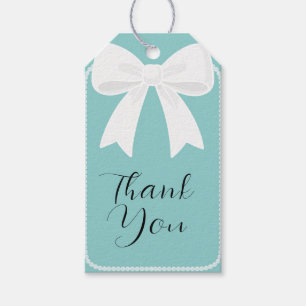 Blue With White Bows Coquette Bridal Shower Gift Tags