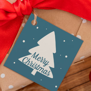 Blue with white pine and snowflake Christmas tree Favor Tags