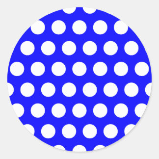 Blue with White Polka Dots Classic Round Sticker