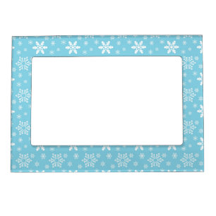 BLUE WITH WHITE SNOWFLAKES MAGNETIC FRAME