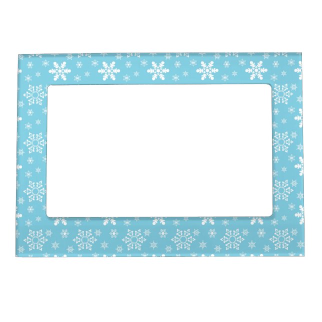 BLUE WITH WHITE SNOWFLAKES MAGNETIC FRAME (Front)