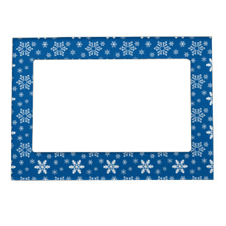 BLUE WITH WHITE SNOWFLAKES MAGNETIC FRAME