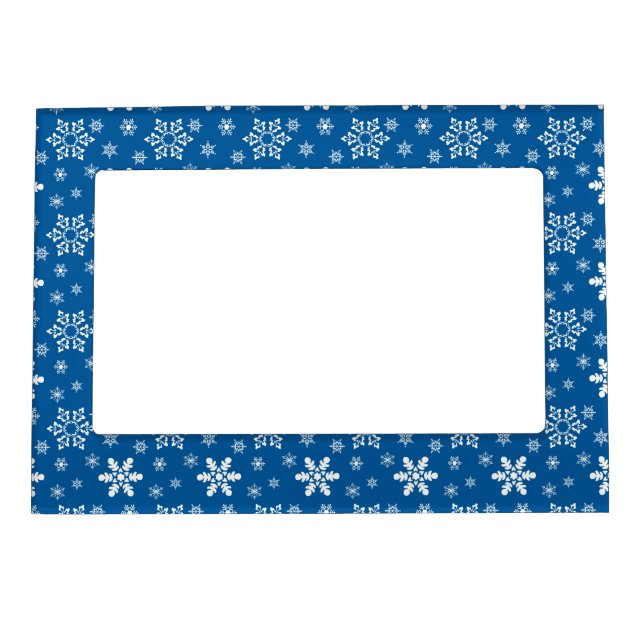 BLUE WITH WHITE SNOWFLAKES MAGNETIC FRAME (Front)