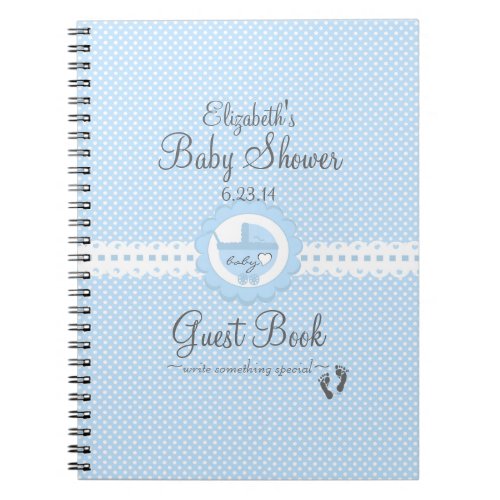 Blue with White Swiss Dots Baby Shower Guest Book