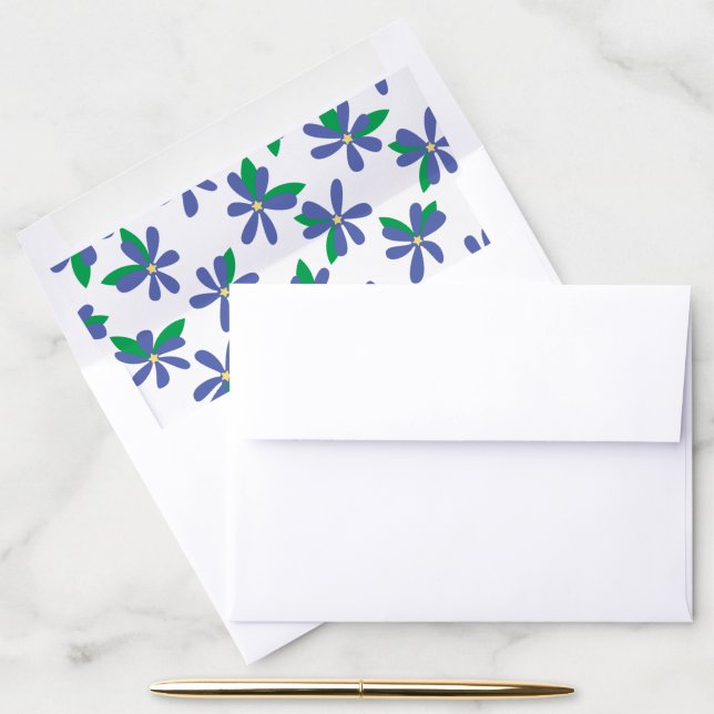 Blue with yellow Stars Flower Pattern Envelope Liner (Desk)