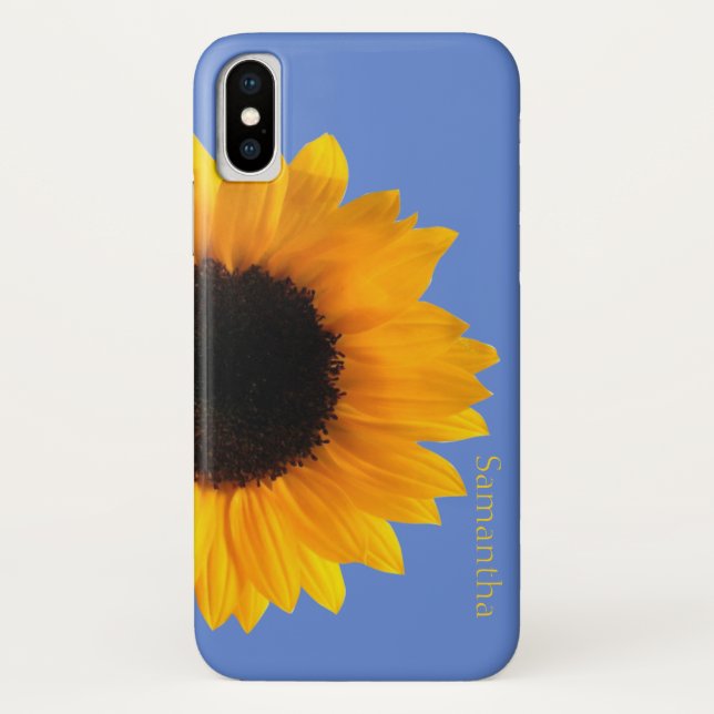 Blue with Yellow Sunflower iphone X Case (Back)