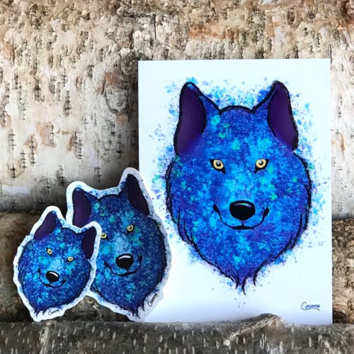 Blue Wolf _ 5 x 7 Art Card