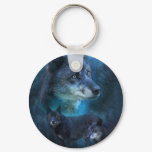 Blue Wolf Art Keychain