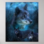 Blue Wolf Art Poster/Print Poster