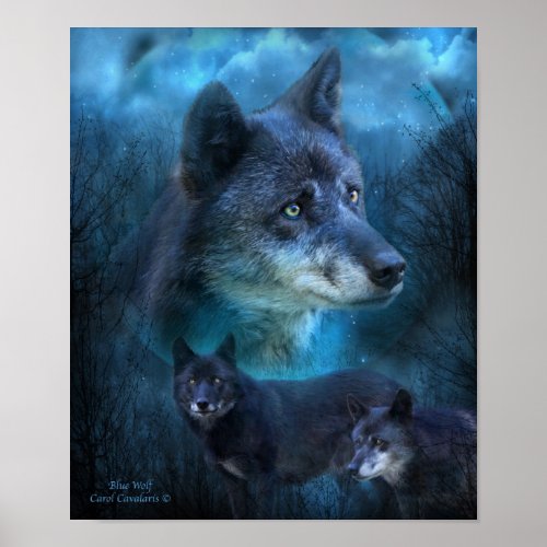 Blue Wolf Art PosterPrint Poster