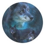 Blue Wolf Art Sticker