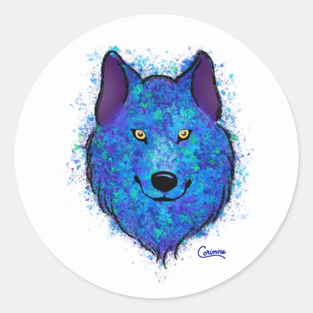 Blue Wolf - Envelope Stickers (Front)