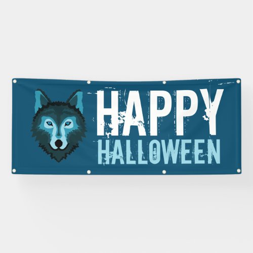 Blue Wolf Happy Halloween Banner