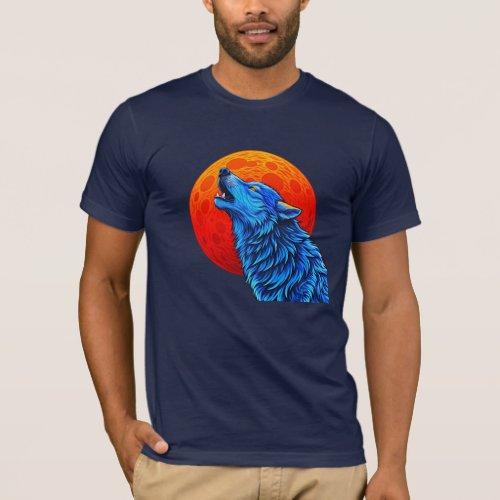 Blue wolf head T_Shirt