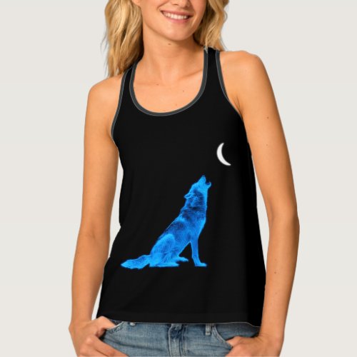 Blue Wolf Howling at Moon  Tank Top