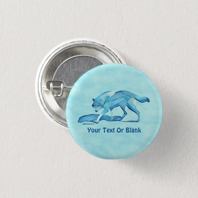 Blue Wolf On Snow Button (Front & Back)