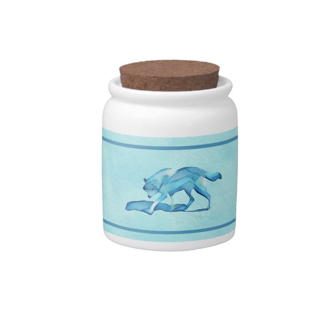 Blue Wolf On Snow  Candy Jar (Front)