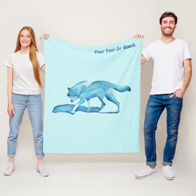 Blue Wolf On Snow Fleece Blanket (In Situ)