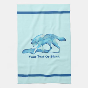 Blue Wolf On Snow Kitchen Towel